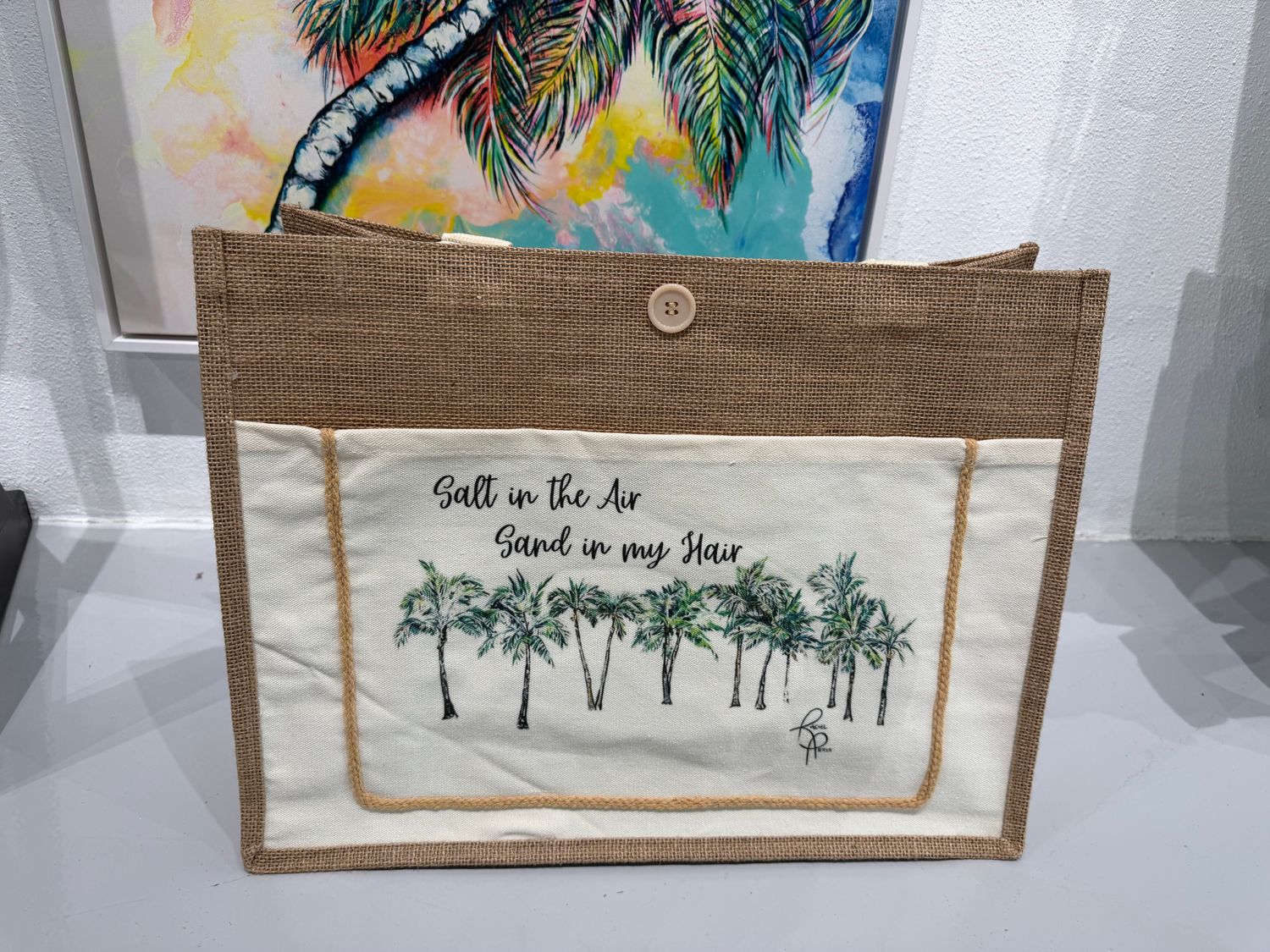 Palm Tree Jute Tote Bag