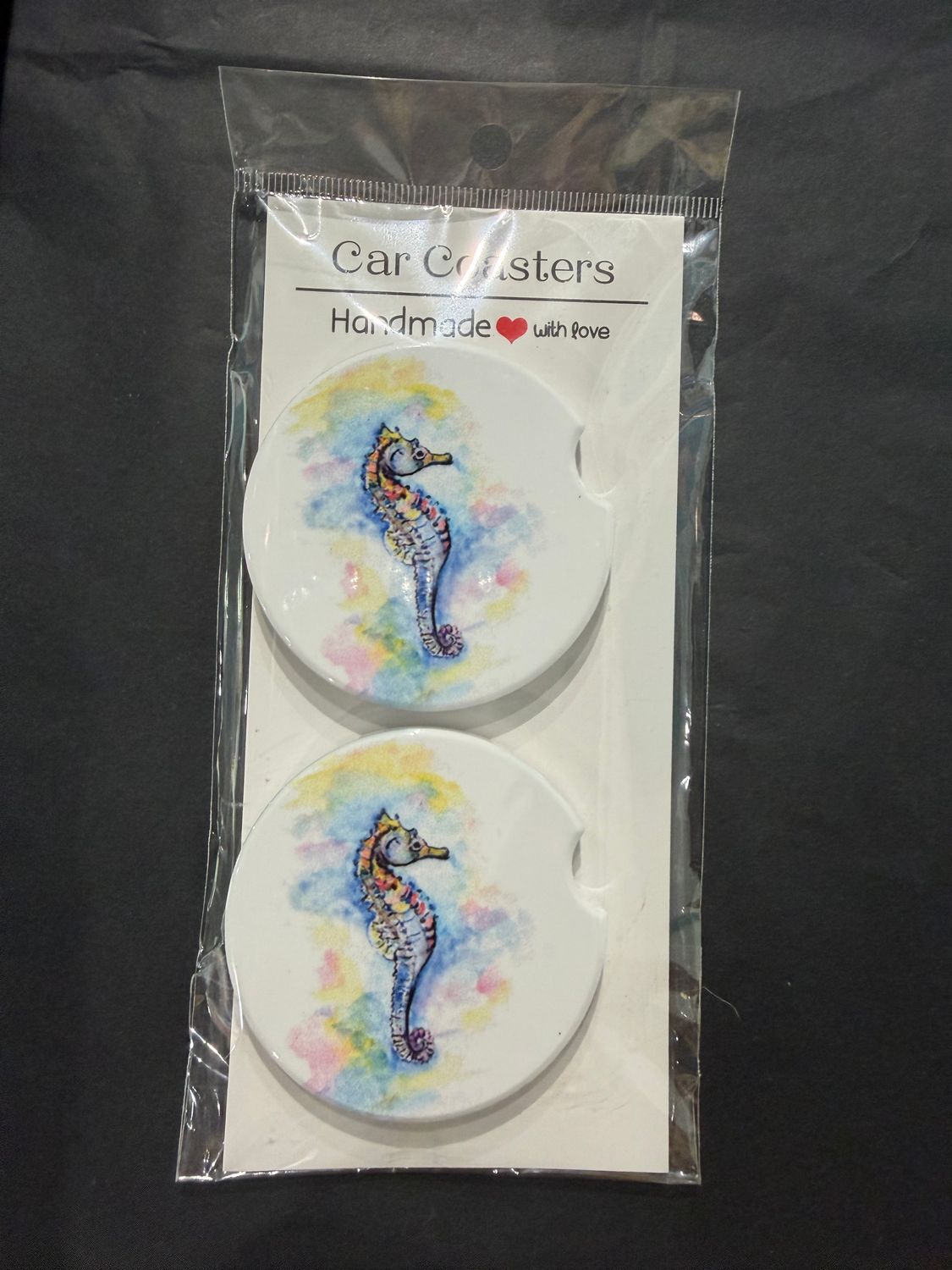 Sunny Day Seahorse Car Coasters