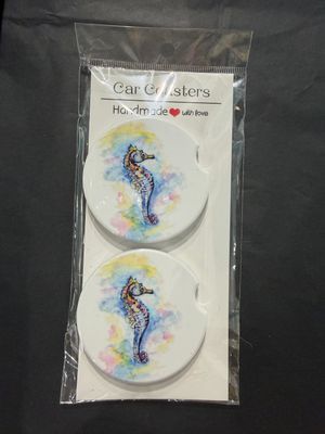 Sunny Day Seahorse Car Coasters