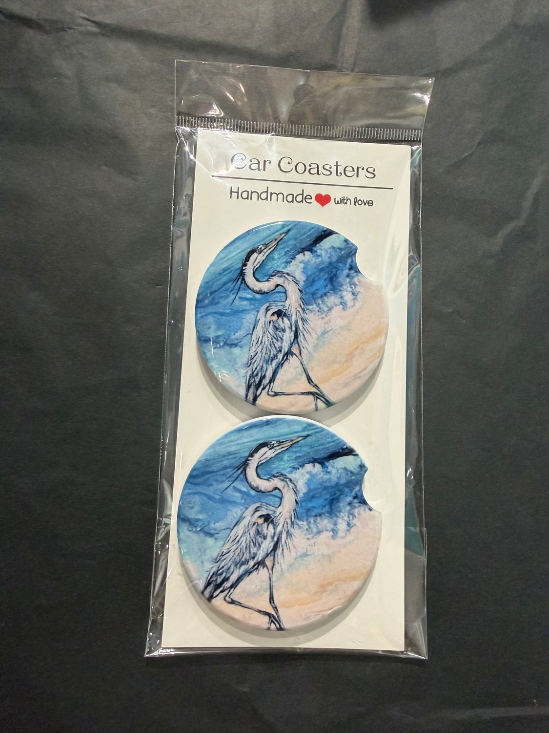 Heron on the Beach Car Coasters