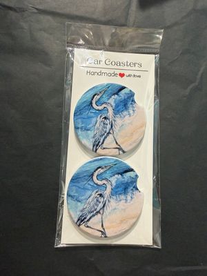 Heron on the Beach Car Coasters