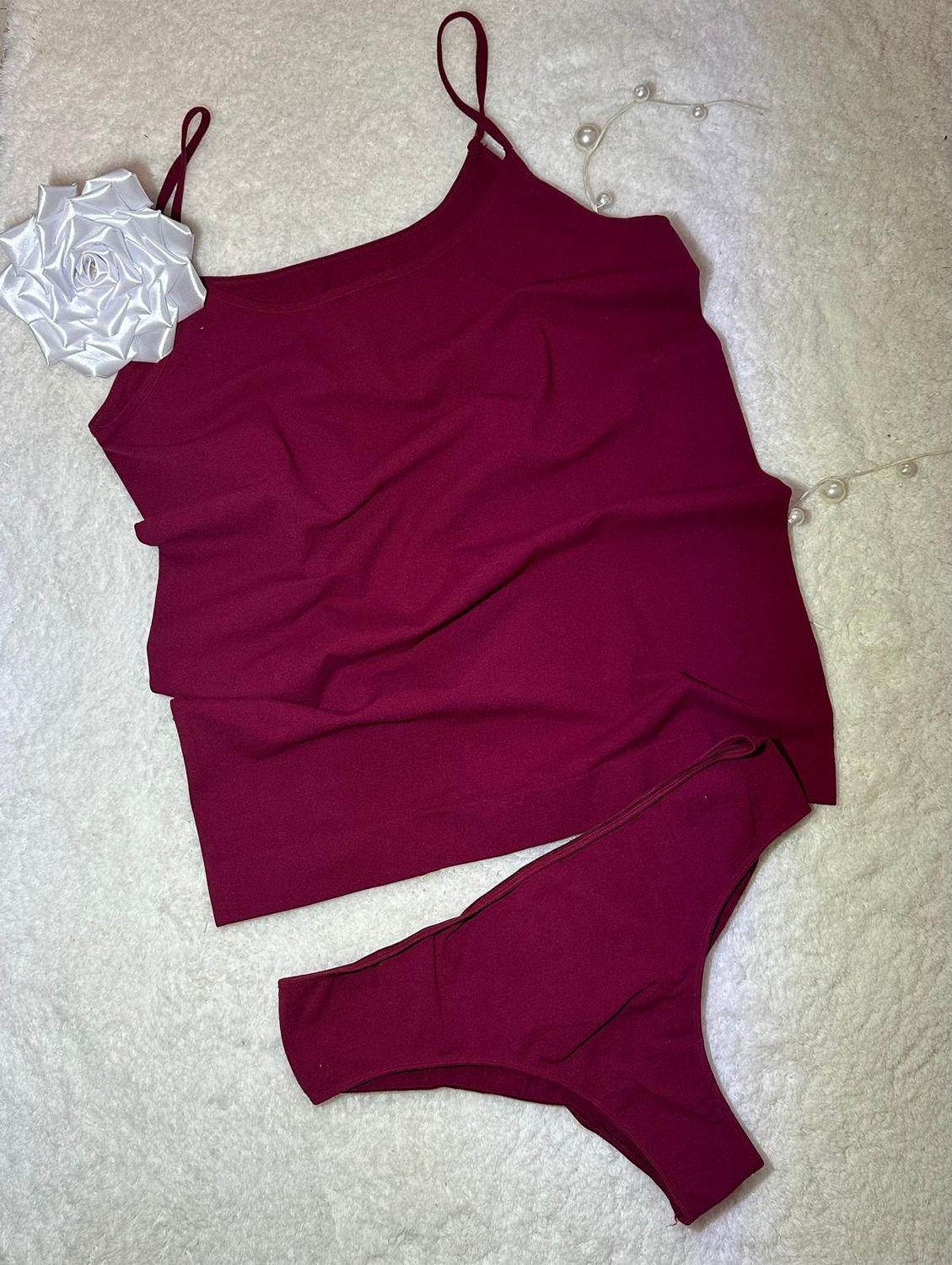 Camisole + Brazilian Brief Set, Nude Color, Size S/M