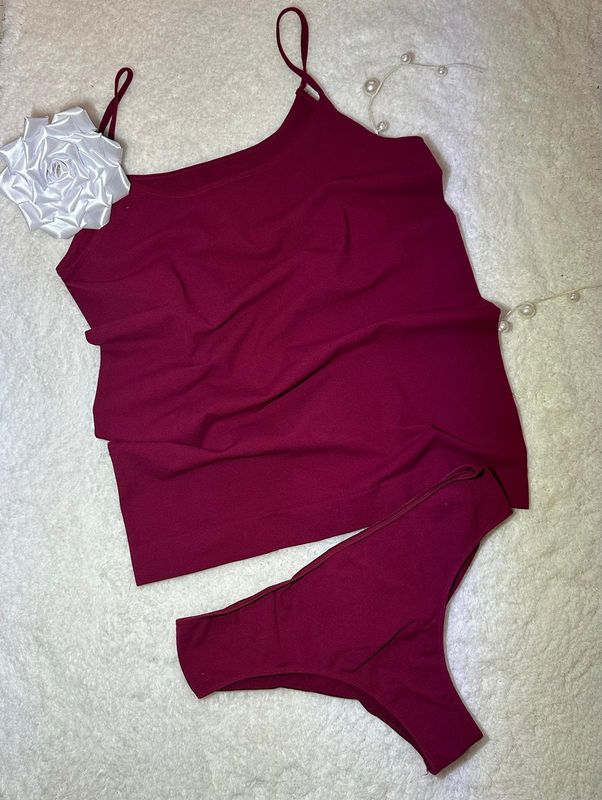 Camisole + Brazilian Brief Set, Nude Color, Size S/M