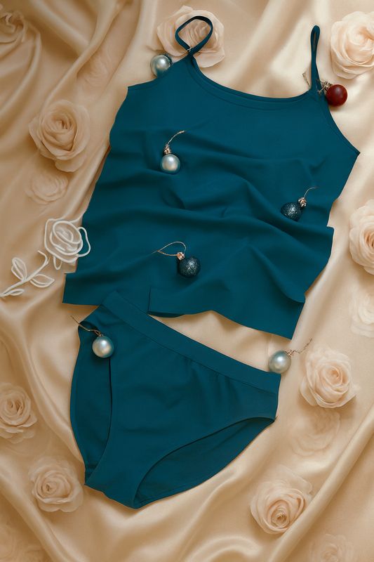 Set maieu + chilot, culoare turcoaz L/XL