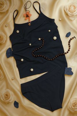 Set maieu + chilot, culoare negră L/XL