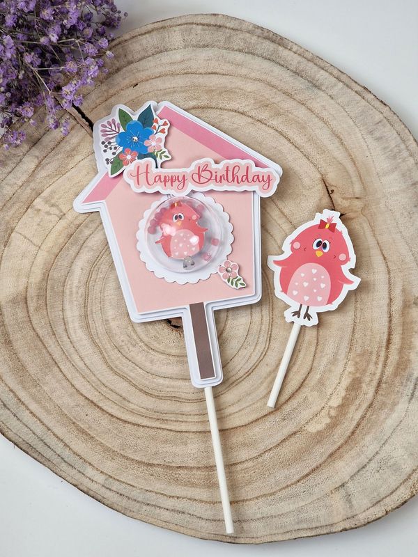 Tortentopper/Caketopper "Happy Birthday" Eule, 3D Optik
