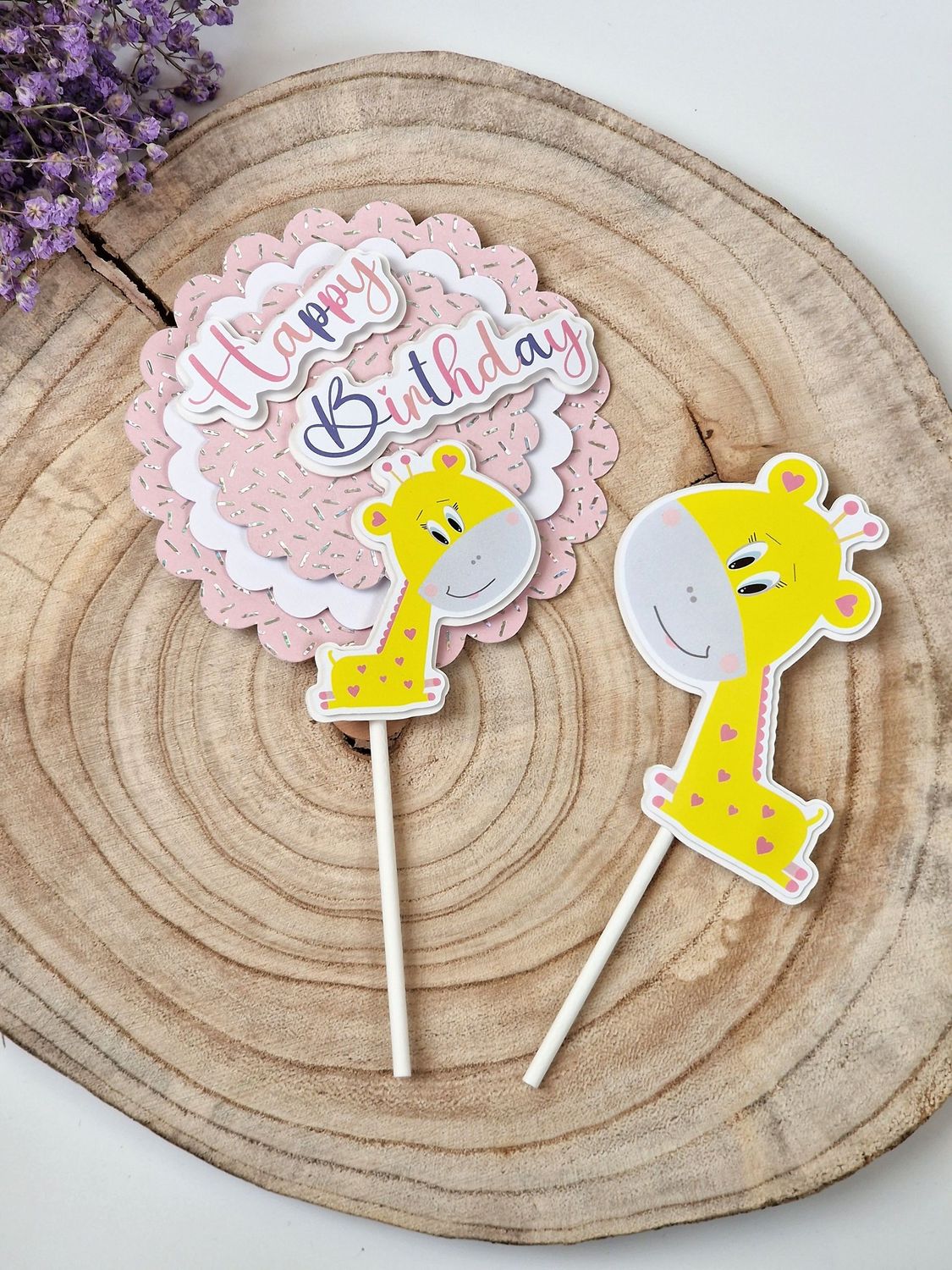 Tortentopper/Caketopper "Happy Birthday"Giraffe, 3D Optik