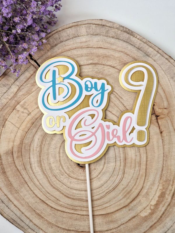Tortentopper/Caketopper "Boy or Girl?", 3D Optik