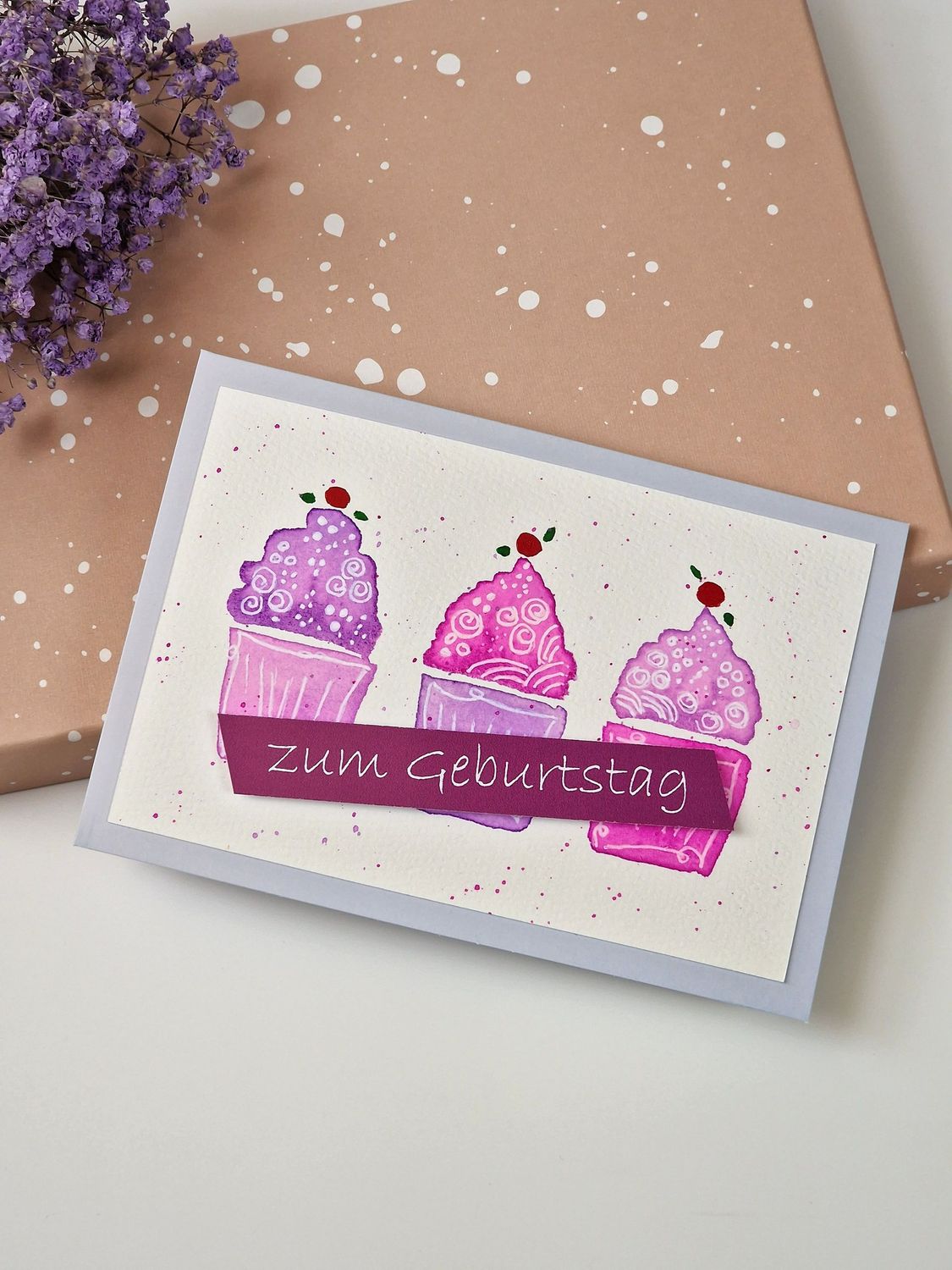 Grußkarte "zum Geburtstag", Cupcake