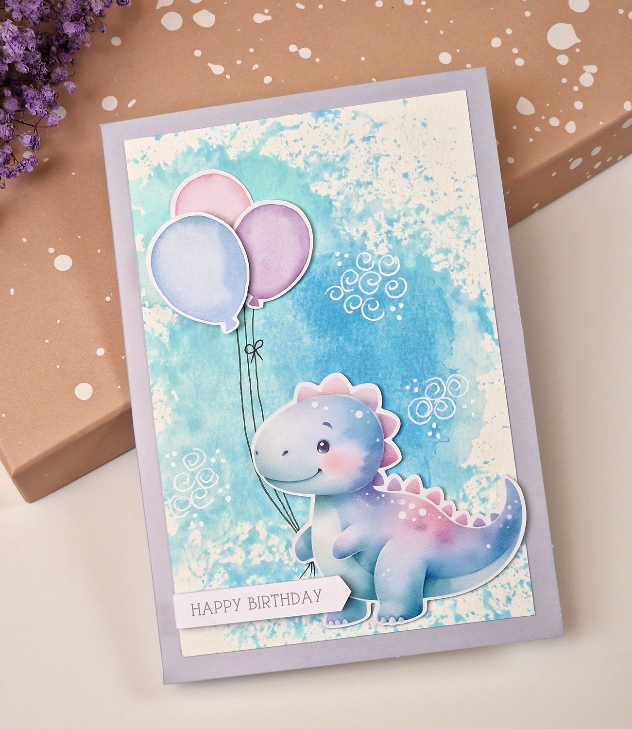 Grußkarte "Happy Birthday" Dino zum Kindergeburtstag