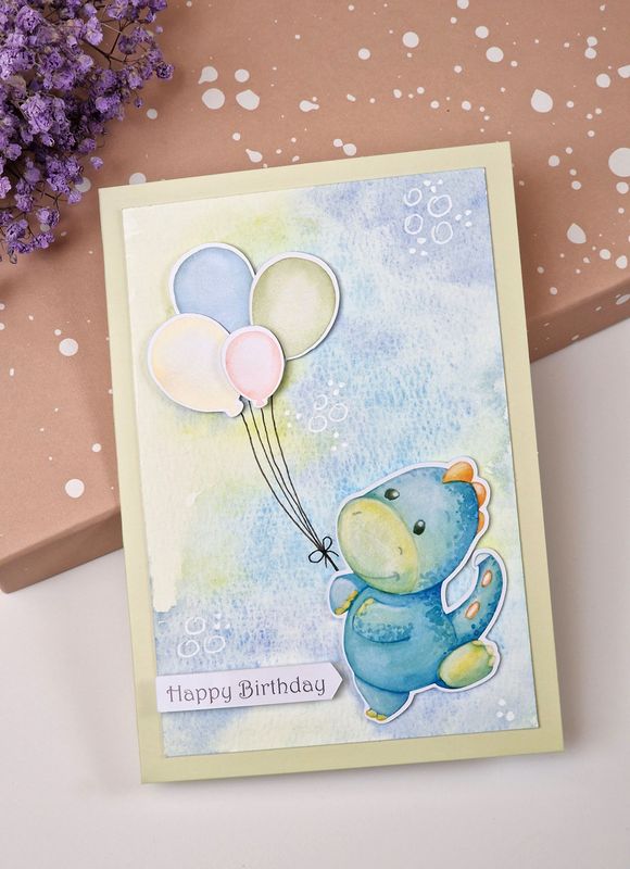 Grußkarte "Happy Birthday" Dino zum Kindergeburtstag
