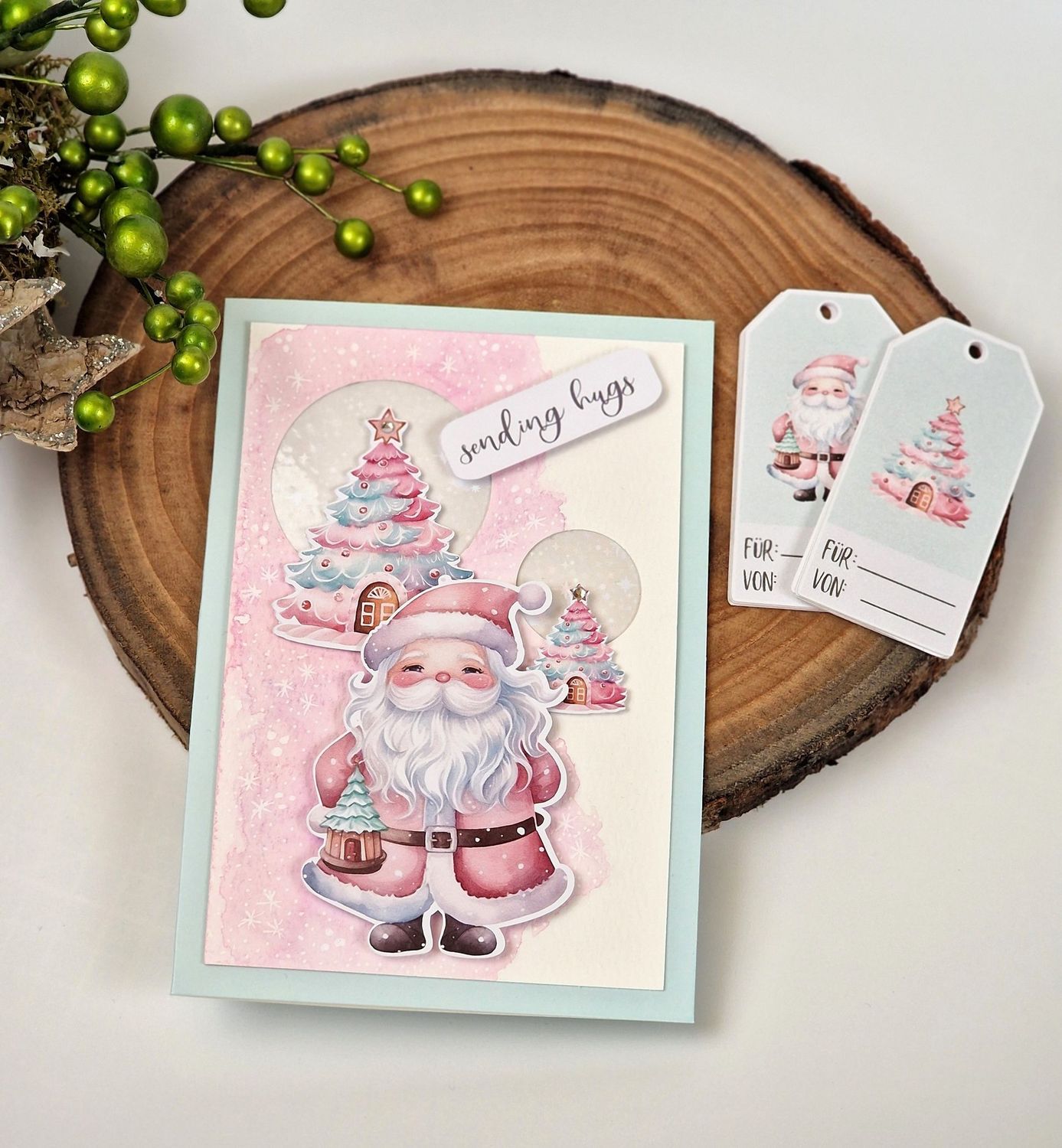 Grußkarte "sending hugs" + 10 GRATIS GESCHENKANHÄNGER