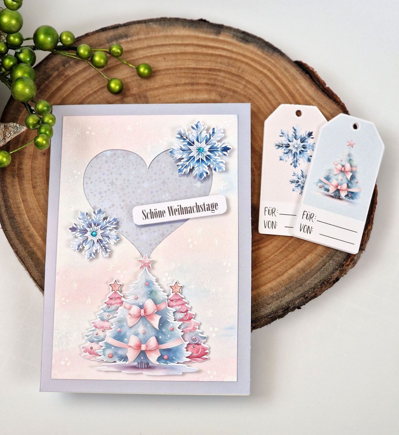 Grußkarte "Schöne Weihnachtstage" + 10 GRATIS GESCHENKANHÄNGER