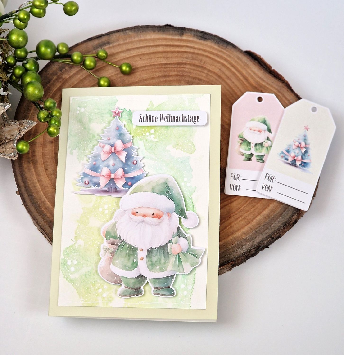 Grußkarte "Schöne Weihnachtstage" + 10 GRATIS GESCHENKANHÄNGER