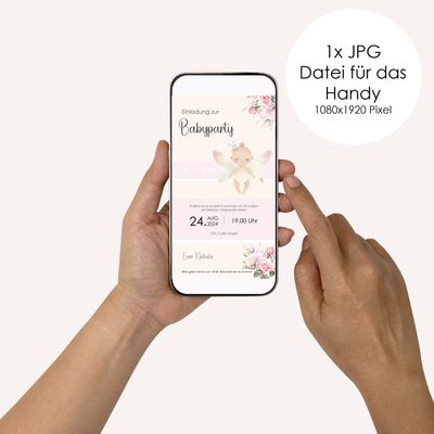 Digitale Einladungskarte zur Babyparty für das Handy