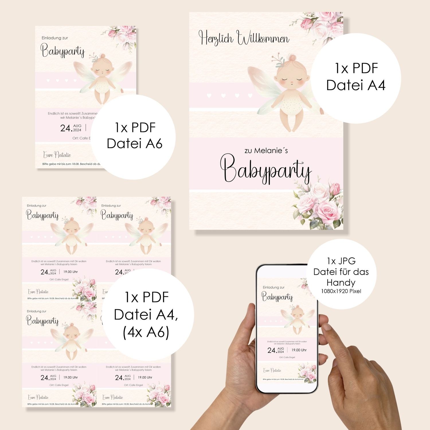 Digitale Einladung zur Babyparty (4 Dateien)