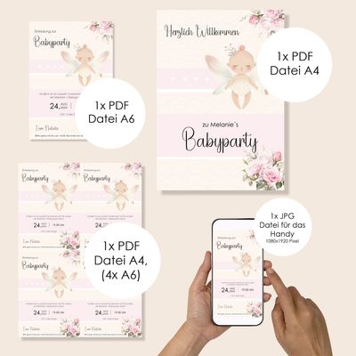 Digitale Einladung zur Babyparty (4 Dateien)