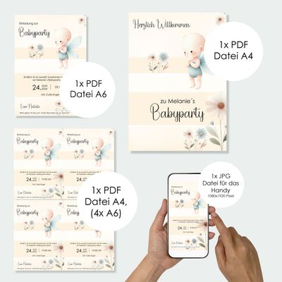 Digitale Einladung zur Babyparty (4 Dateien)