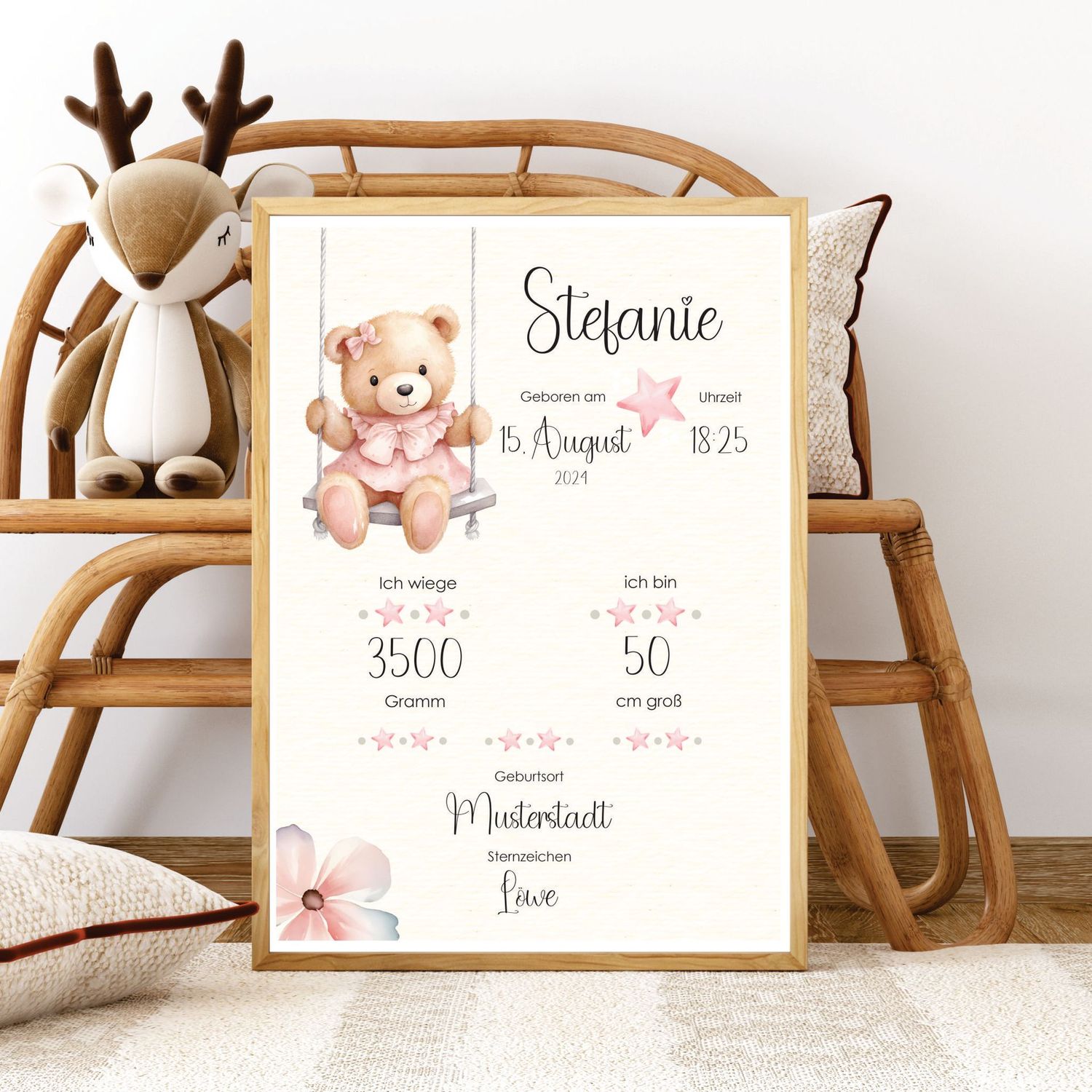 Geburtsposter/Namensposter A4 oder A3, Taufgeschenk, Erinnerungsstück