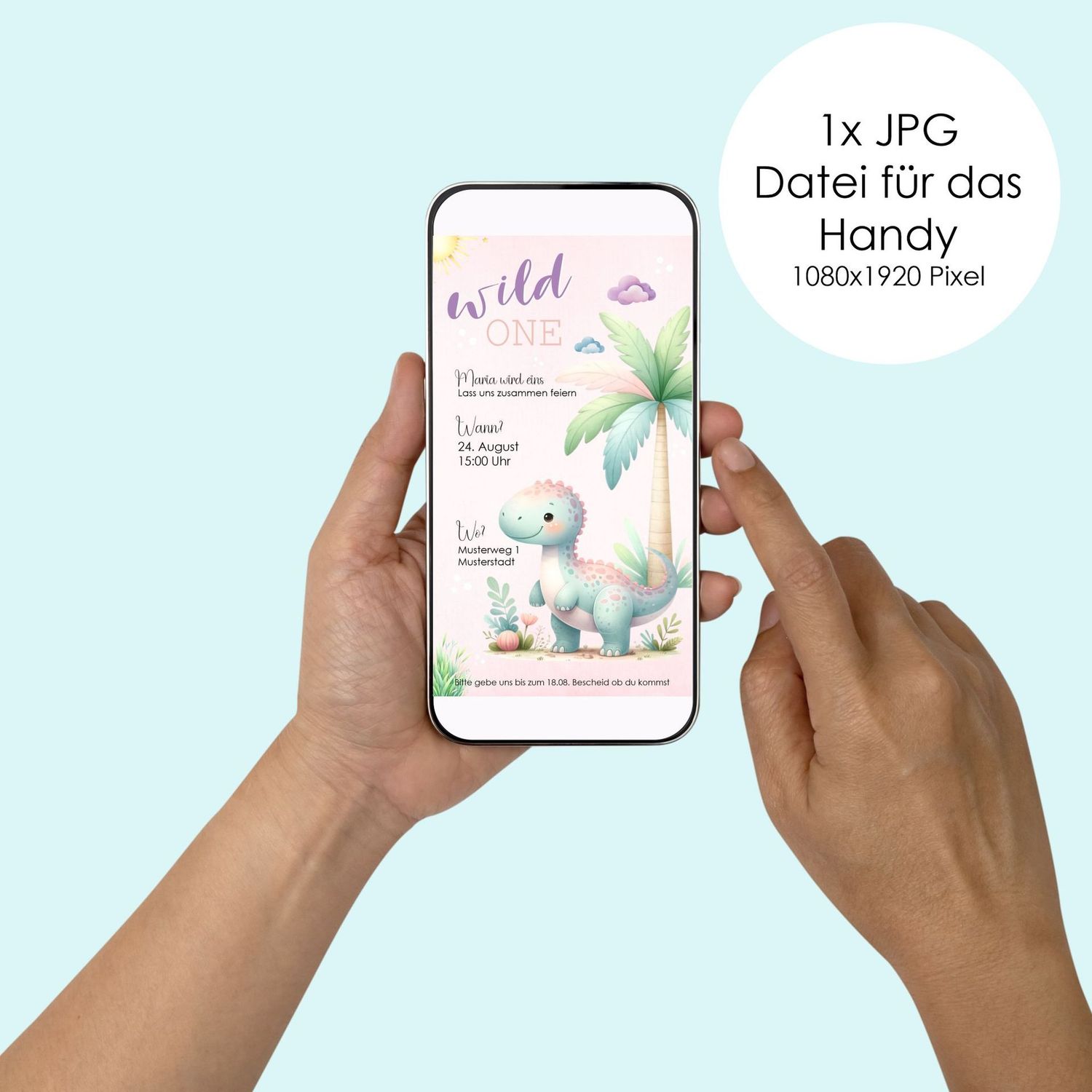 Digitale Einladungskarte zum Kindergeburtstag "Wild one" für das Handy! Junge, Mädchen, Mottoparty