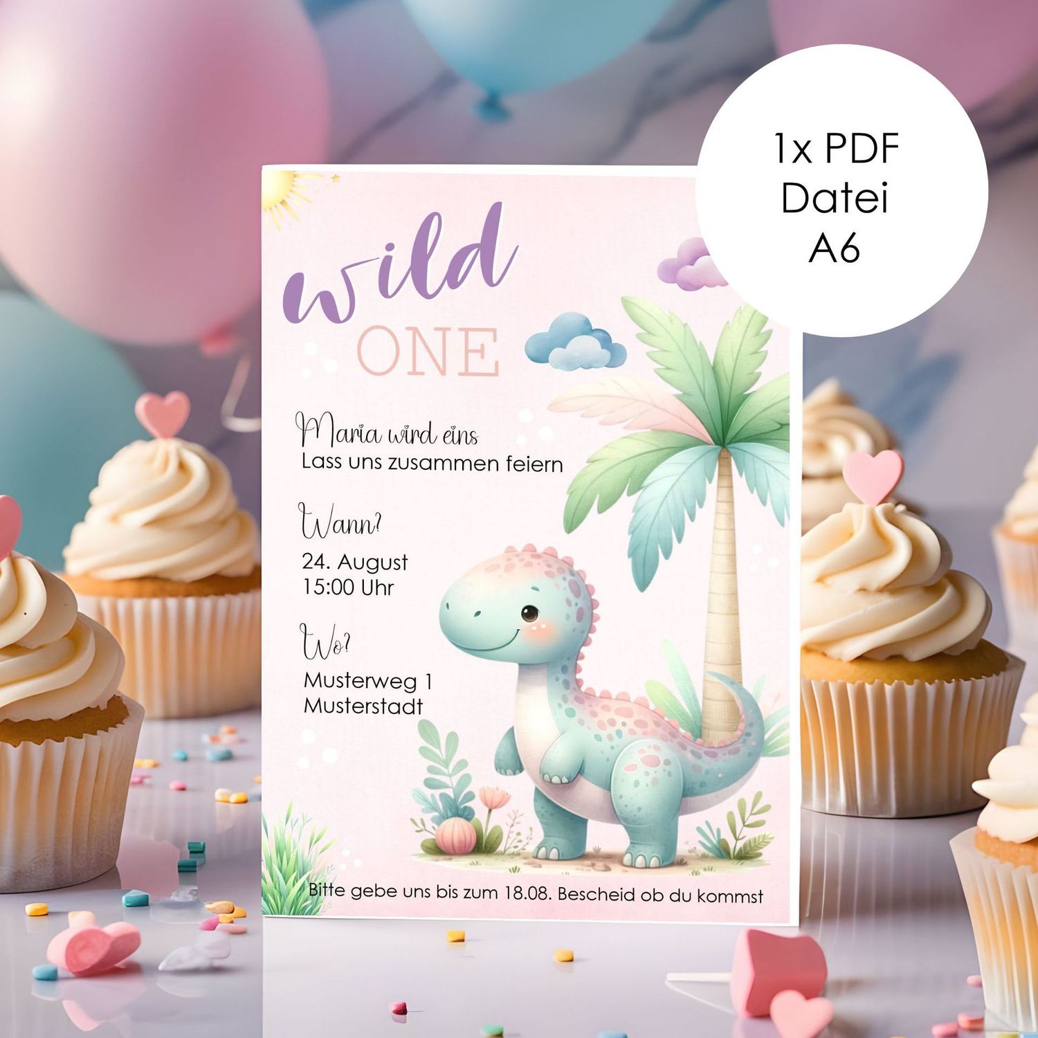 Digitale Einladung zum Kindergeburtstag "Wild one" (2 Dateien) Junge, Mädchen, Mottoparty