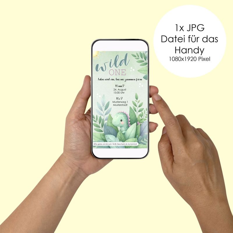 Digitale Einladungskarte zum Kindergeburtstag "Wild one" für das Handy! Junge, Mädchen, Mottoparty