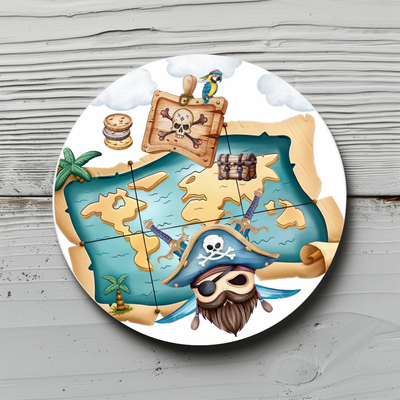 Pirat Aufkleber, Sticker "Pirat" Durchmesser ca. 4,7cm / Kindergeburtstage, Mottoparty, Junge