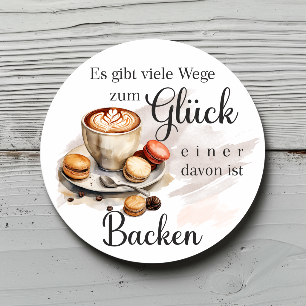 Sticker Sheet, Aufkleber "Es gibt viele Wege zum Glück, einer davon ist Backen" für deine Backprojekte, Desserts, Torten, Cupcakes, Cookies, Geburtstag