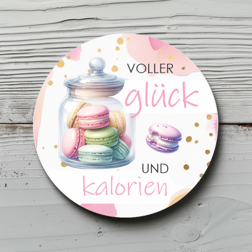 Sticker Sheet, Aufkleber "voller glück und kalorien" für deine Backprojekte, Desserts, Torten, Cupcakes, Cookies, Macarons, Geburtstag