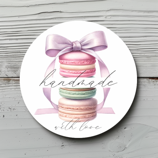Sticker Sheet, Aufkleber "handmade with love" für deine Backprojekte, Desserts, Torten, Cupcakes, Cookies, Macarons, Geburtstag