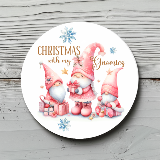 Sticker Sheet, Aufkleber "Christmas with my Gnomies" für deine Backprojekte, Dessert, Torten, Cupcakes, Cookies, Weihnachtsgeschenke - 4,7cm Durchmesser