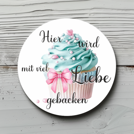 Sticker Sheet, Aufkleber "Hier wird mit viel Liebe gebacken" für deine Backprojekte, Desserts, Torten, Cupcakes, Cookies, Geburtstag