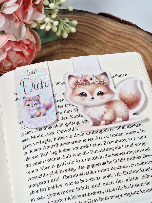 Magnetisches Lesezeichen "Fuchs" mit irisierender Oberfläche