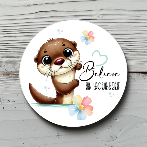 Aufkleber, Sticker "Believe in yourself" Durchmesser ca. 4,7cm/ Geburtstage, Mottoparty, Bieber, Otter