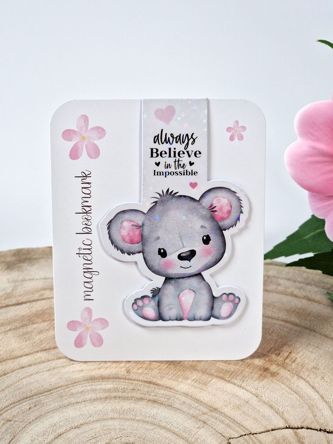Magnetisches Lesezeichen "Teddybär", mit irisierender Oberfläche für Buchliebhaber