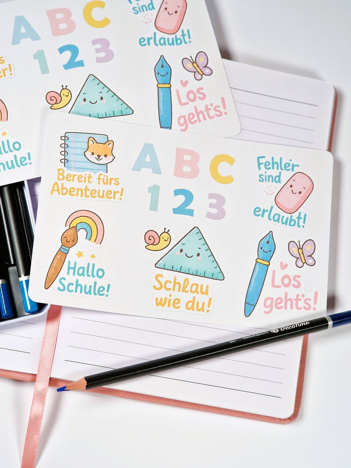 Sticker Sheet, Aufkleber für Kinder, Schule, 1. Schultag, Einschulung