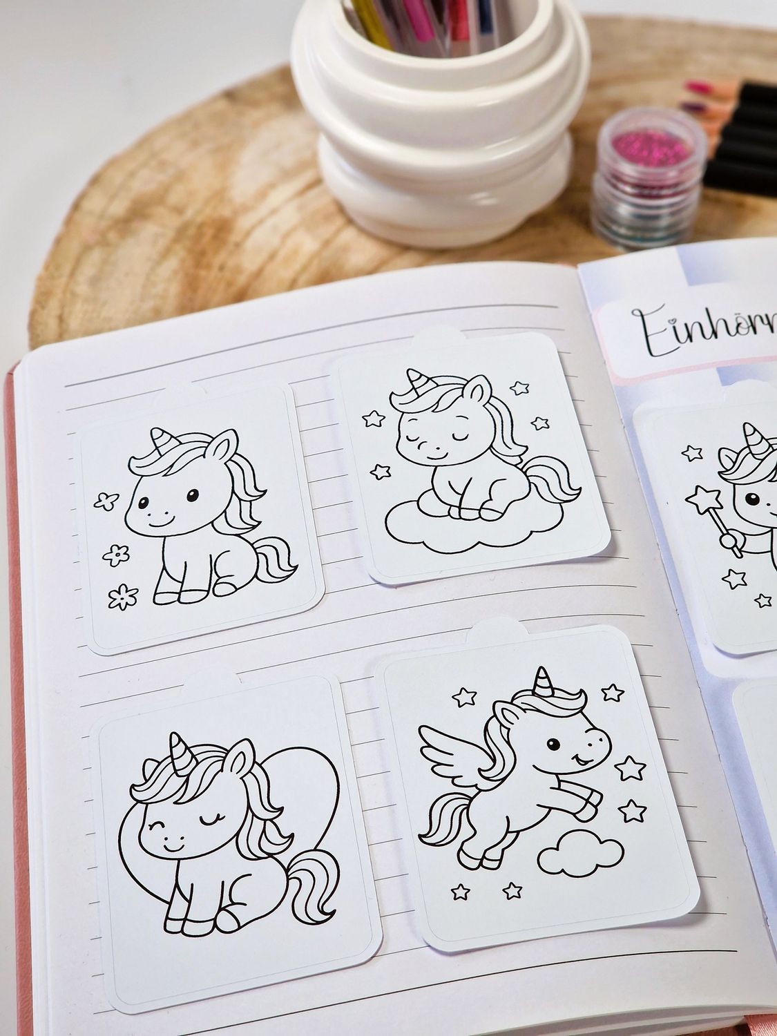 8 Ausmalsticker "Einhorn"