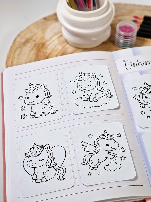 8 Ausmalsticker "Einhorn"