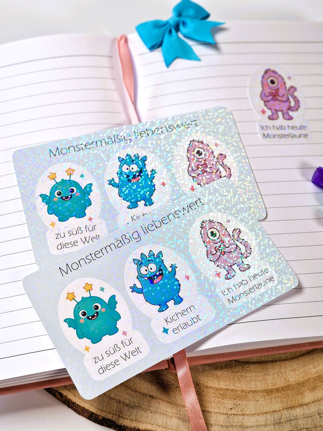 Süße Monster Aufkleber, Sticker Sheet mit 3 Aufklebern