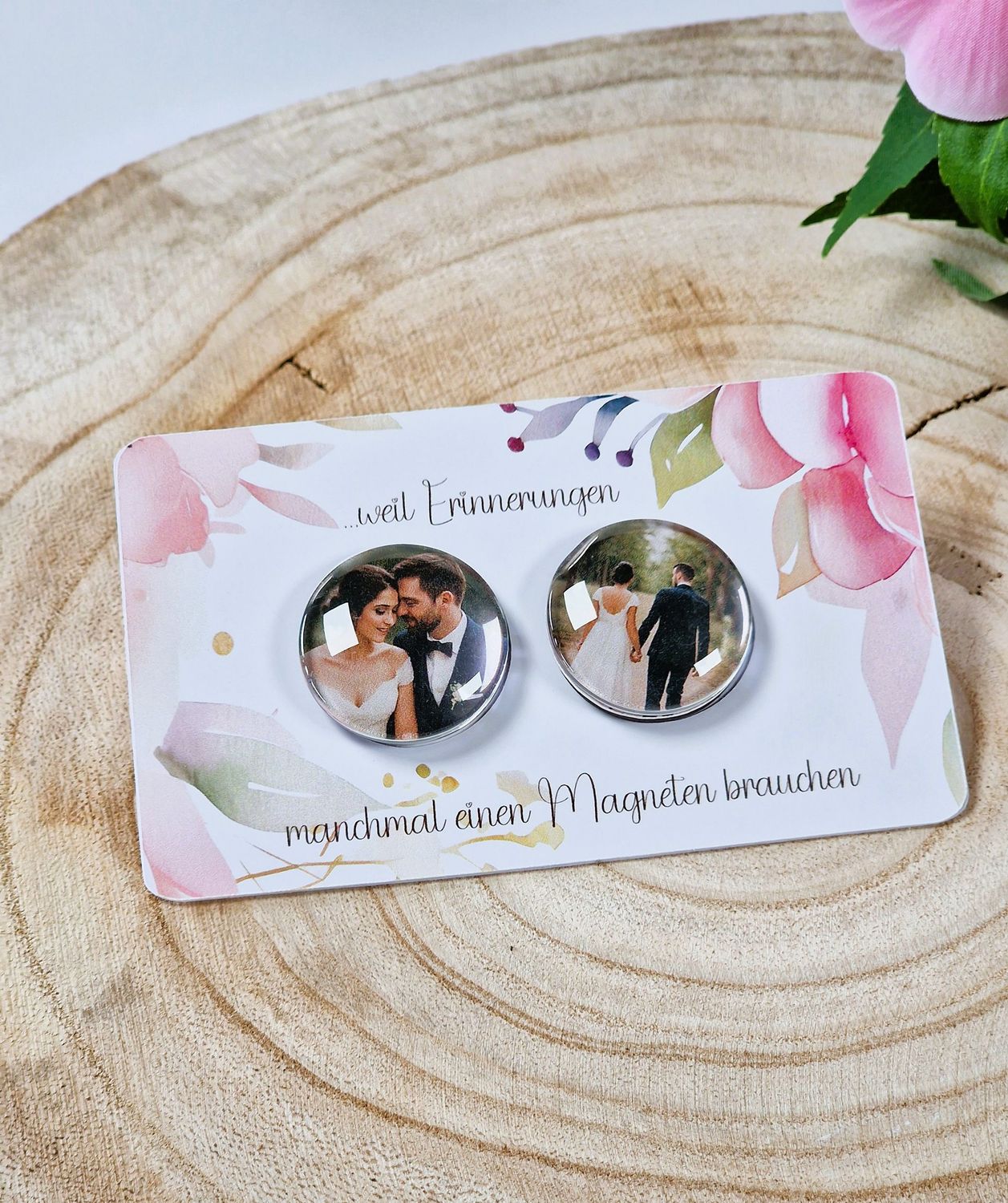 2er Set personalisierbare Glasmagnete / für Hochzeit, Taufe, Geburtstag u.v.m.