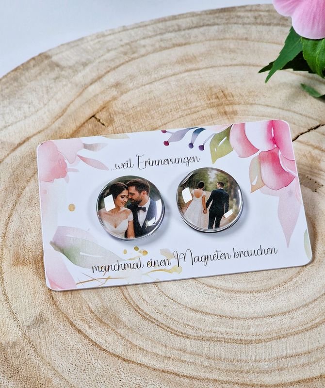 2er Set personalisierbare Glasmagnete / für Hochzeit, Taufe, Geburtstag u.v.m.