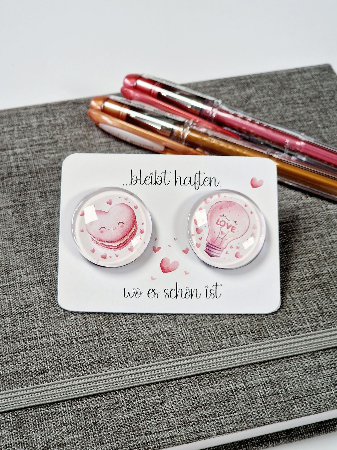 2er Set Glasmagnete "Macaron Lover", für deinen Kühlschrank oder Pinnwand