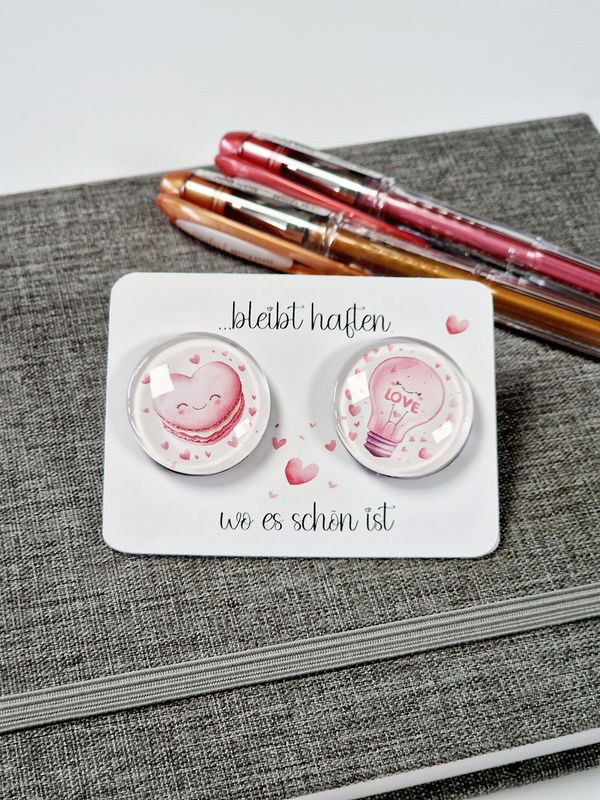 2er Set Glasmagnete "Macaron Lover", für deinen Kühlschrank oder Pinnwand