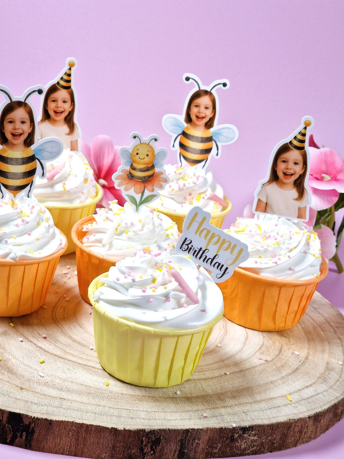 Personalisierbare Cupcake Topper "Biene", 12 teiliges Set