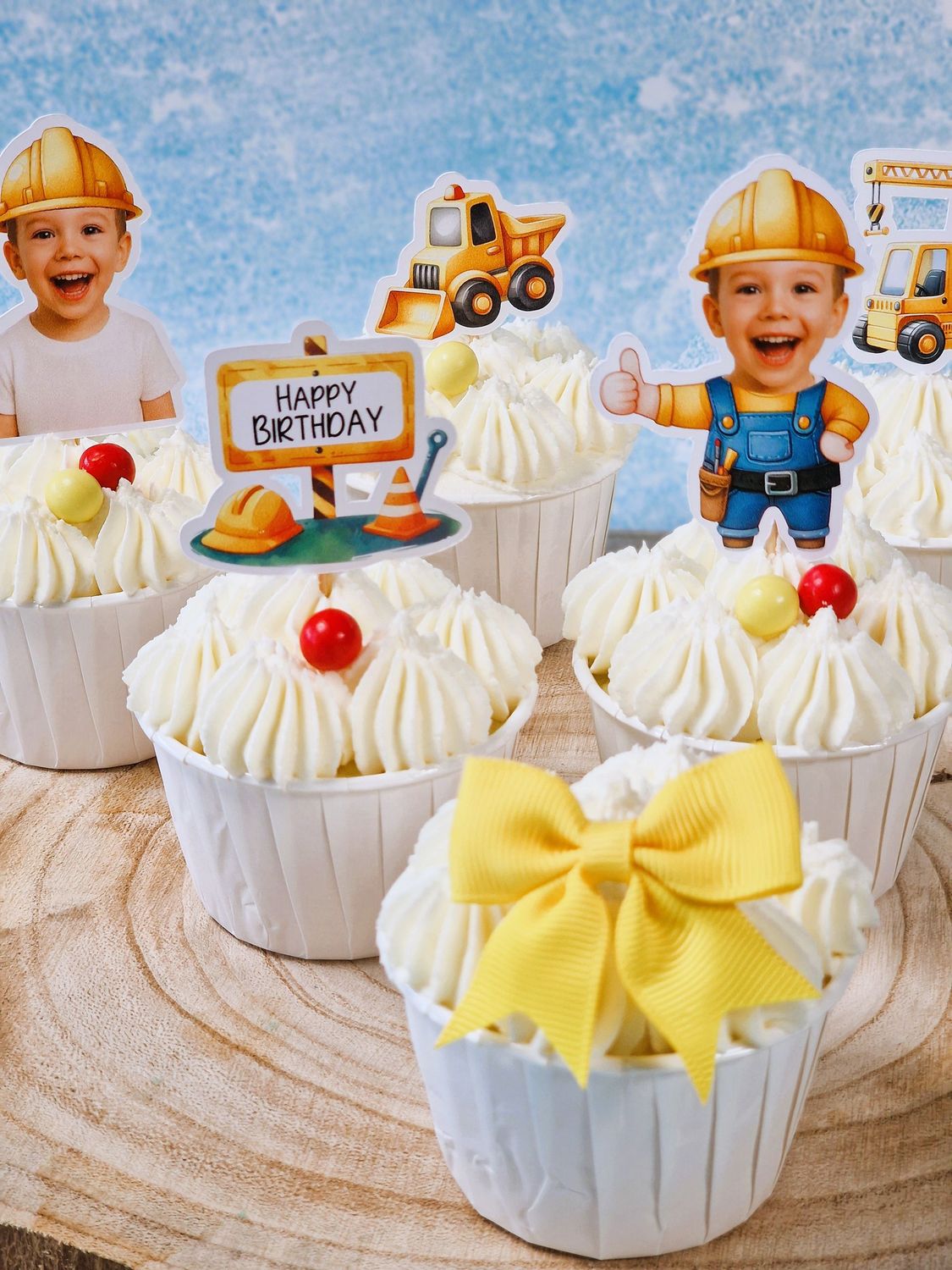 Personalisierbare Cupcake Topper "Baustelle", 12 teiliges Set