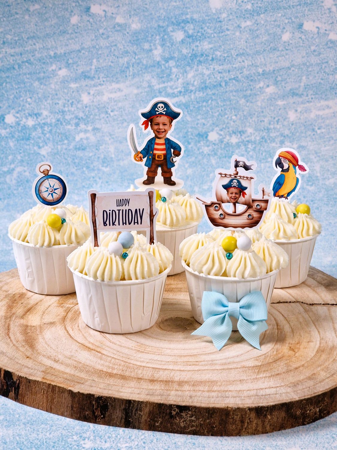 Personalisierbare Cupcake Topper "Pirat", 12 teiliges Set
