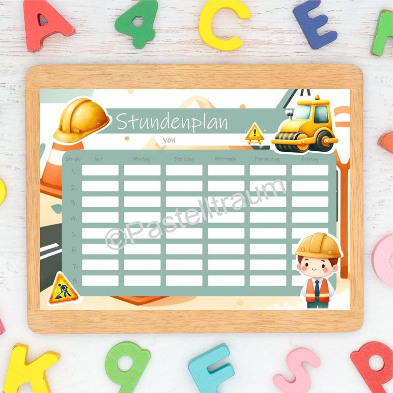 Stundenplan "Baustelle" zum Ausdrucken (Digitale Datei)
