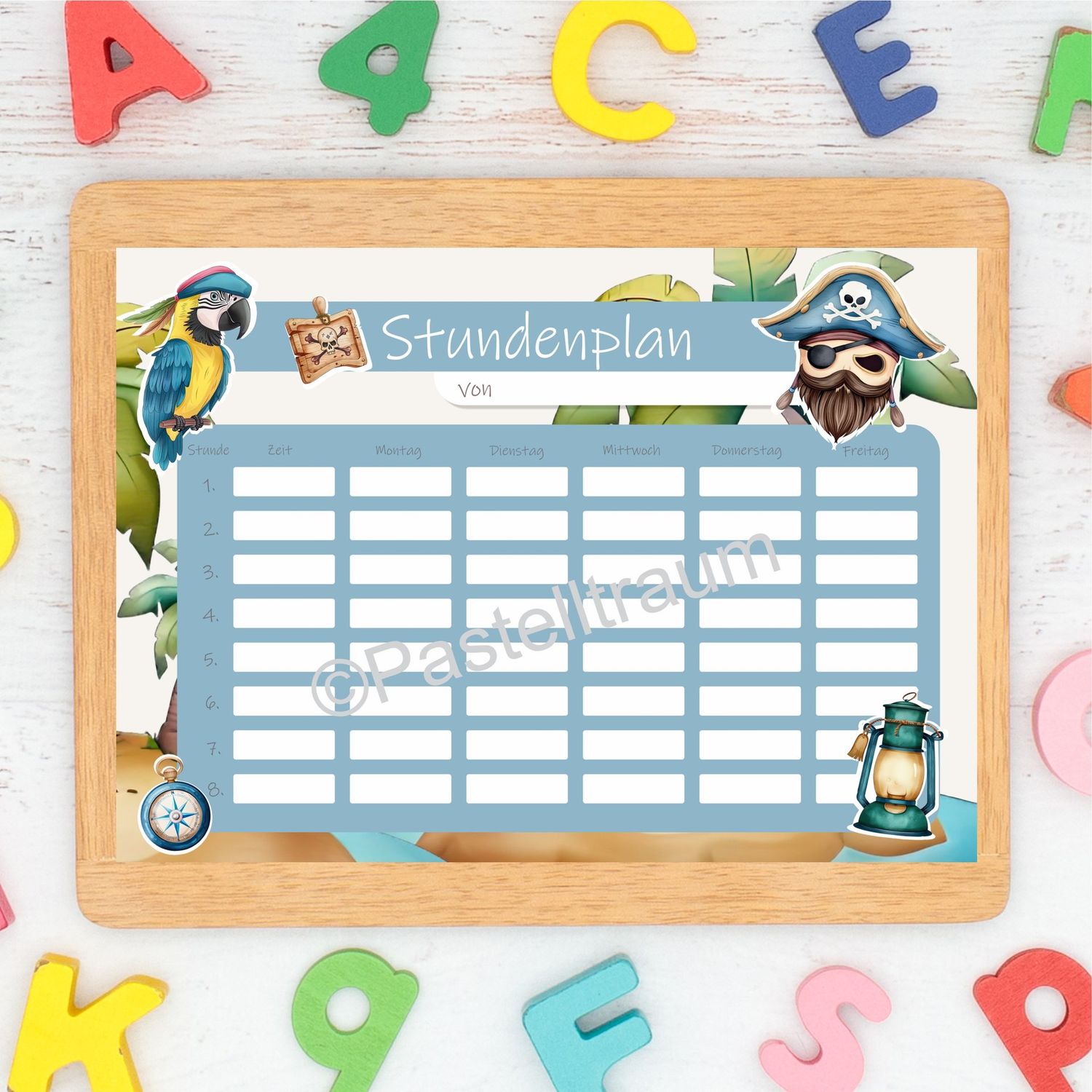 Stundenplan "Pirat" zum Ausdrucken (Digitale Datei)