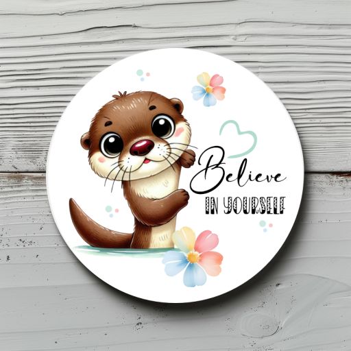 Aufkleber, Sticker Aufkleber, Sticker "Believe in yourself" Durchmesser ca. 4,7cm/ Geburtstage, Mottoparty, Bieber, Otter