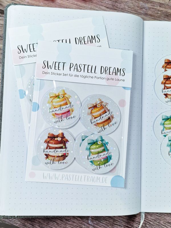8 Macaron Sticker im Set für deine DIY Projekte
